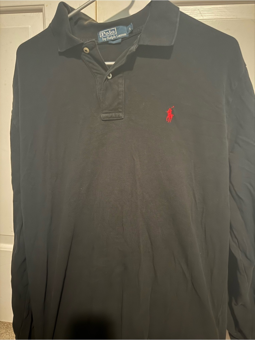 Ralph Lauren Black Long-Sleeve Polo Rugby shirt with Red Pony